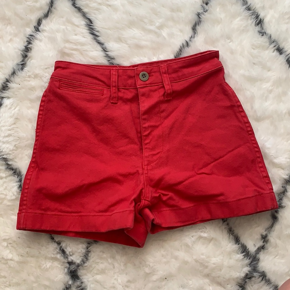 Size 23 red Madewell high waisted shorts